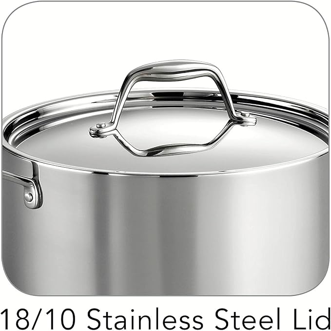 Tramontina Signature Tri-Ply Clad Stainless Steel 6-Quart Sauce Pot | Induction-Ready Large Sauce Pan with Lid, Dishwasher-Safe, NSF-Certified, Made in Brazil