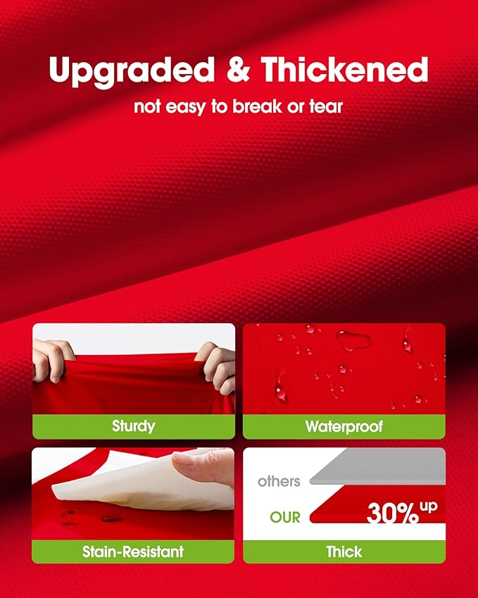 Pureegg Plastic Table Cloth Disposable 20 Pack, 84'' Round Table Cloths, Valentines Day, Thanksgiving, Christmas Decorations, Fall Tablecloths, Round, Plastic Cover, Leakproof & Sturdy, Red