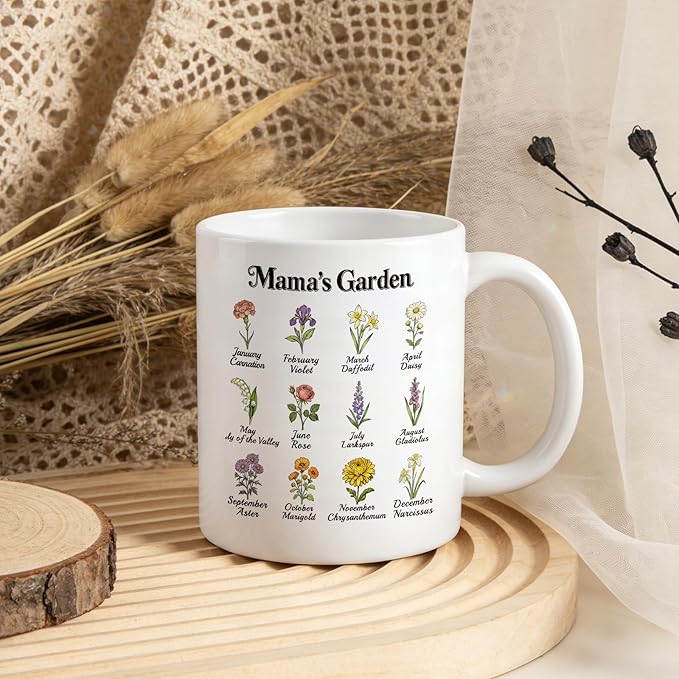 MAVIT Mothers Day Gifts for Mom- Large Coffee Mugs Ceramic 12oz Tea Cup New Mom Gifts from Son Daughter, Mama‘s Garden Best Mom Ever Gifts for Mother's Day Birthday