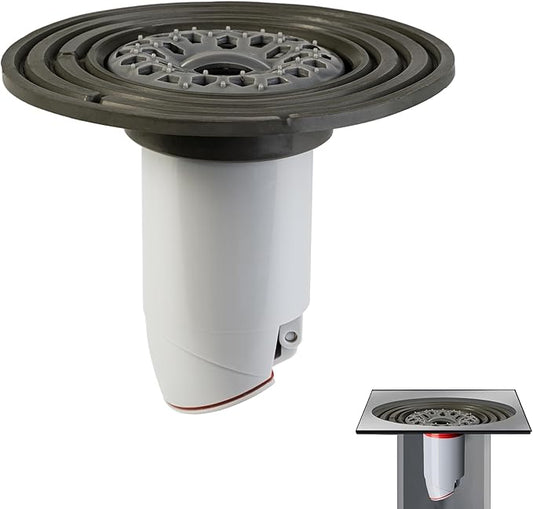 Odor-Proof Shower Drain Plug - Backflow Preventer with Magnetic Closure Valve, Hair Catcher, and Silicone Reducer Ring, Fits 1.9''-3.9'' ID Drains, Sewers, and Pipes