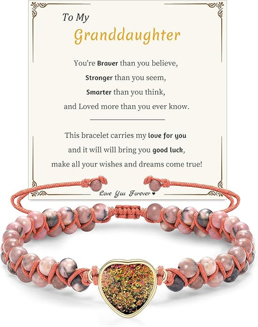 Mothers Day Gifts for Daughter Granddaughter, To My Mom Grandma Wife Girlfriend Sister Jasper Heart Bracelets Birthday Anniversary Christmas Stocking Stuffers Valentines Day Jewelry