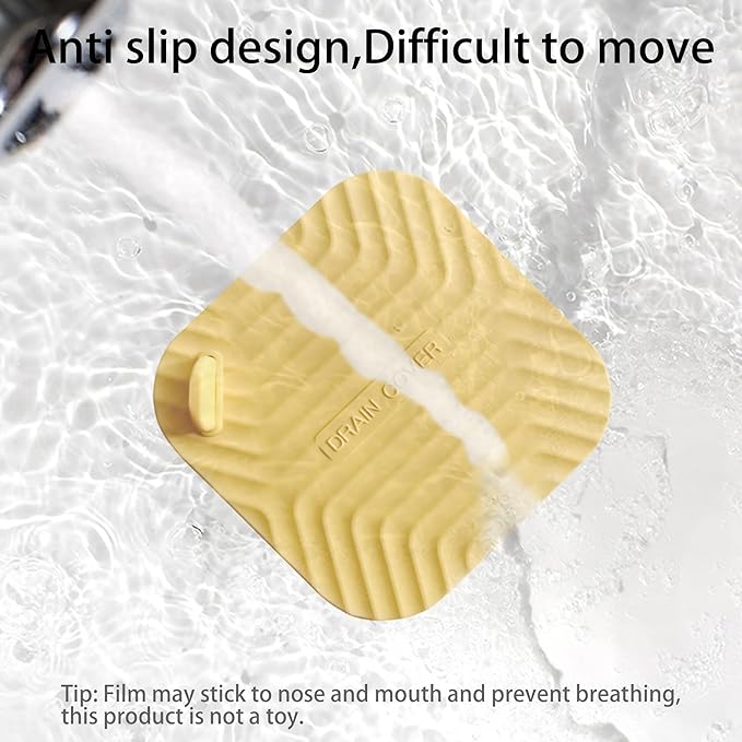 Shower Drain Cover Tub Stopper,2 Pieces Sewer Anti-Odor Mat Deodorizing Drain Plugs for Kitchen,Bathroom and Laundry(5.9x5.9 inch) Yellow