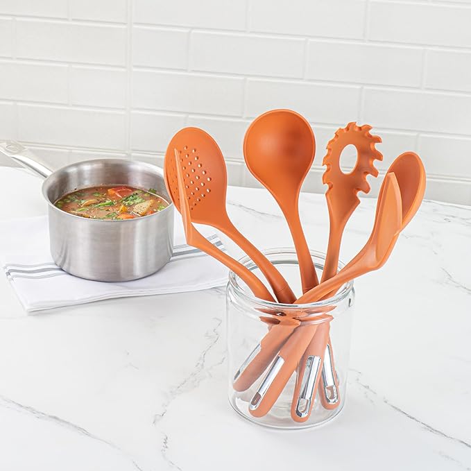 Met Lux Kitchen Utensil Sets, 10 Silicone Utensil Sets - 6 Pieces Per Set, High-Heat Tolerance, Orange Silicone Kitchen Utensils, For No-Stick Cookware - Restaurantware