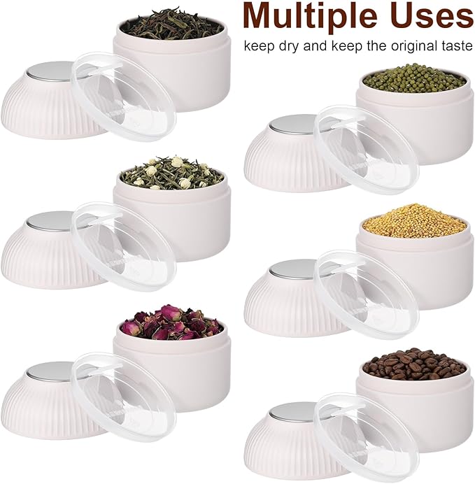 20 Pcs Mini Tea Tin Canister with Airtight Double Lids 2.5 oz Bulk Small Round Metal Tinplate Tea Tin Can Tiny Kitchen Containers for Loose Teas Spices Coffee Herb Sugar Candy (White)