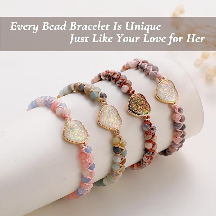 Mothers Day Gifts for Daughter Granddaughter, To My Mom Grandma Wife Girlfriend Sister Jasper Heart Bracelets Birthday Anniversary Christmas Stocking Stuffers Valentines Day Jewelry