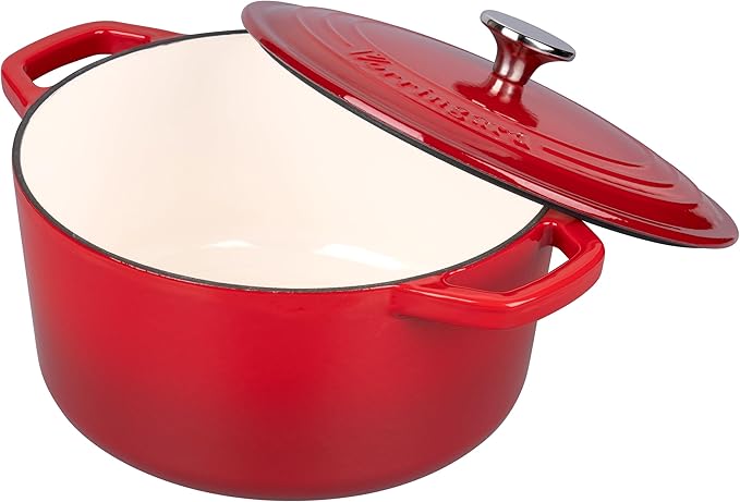 VORRINGARD Enameled Cast Iron Dutch Oven Pot with Lid, for Bread Baking, Round Bread Oven- include Sourdough Bread Baking Supplies Set, 4.5QT, Red