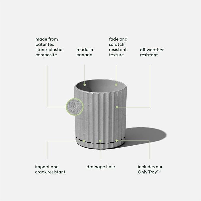 Veradek Demi Series Demi 6" Planter w/Tray - Grey, 2 Pack