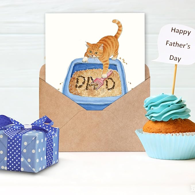 FANCYLUCKY Funny Cat Dad Fathers Day Card, Cat Dad Gifts For Men, Cute Father's Day Card Gifts from Cat
