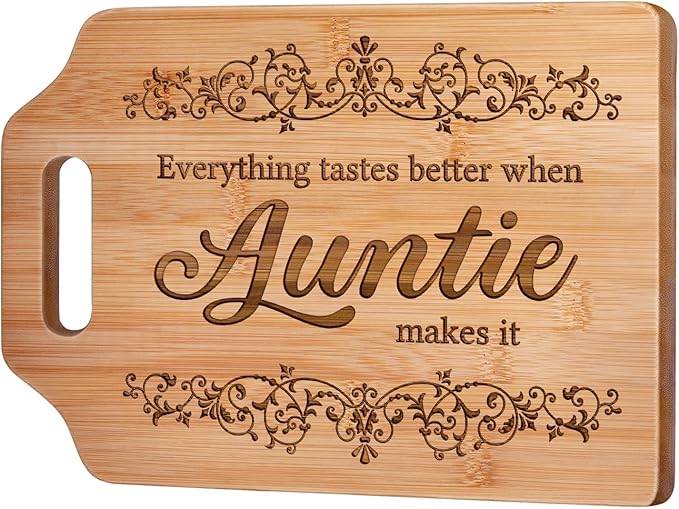 AceThrills Auntie Gift Ideas, Auntie Gifts for Mothers Day Gifts for Auntie's Birthday from Niece - Engraved Bamboo Cutting Board 12.3"L x 8.7"W x 0.4"Th