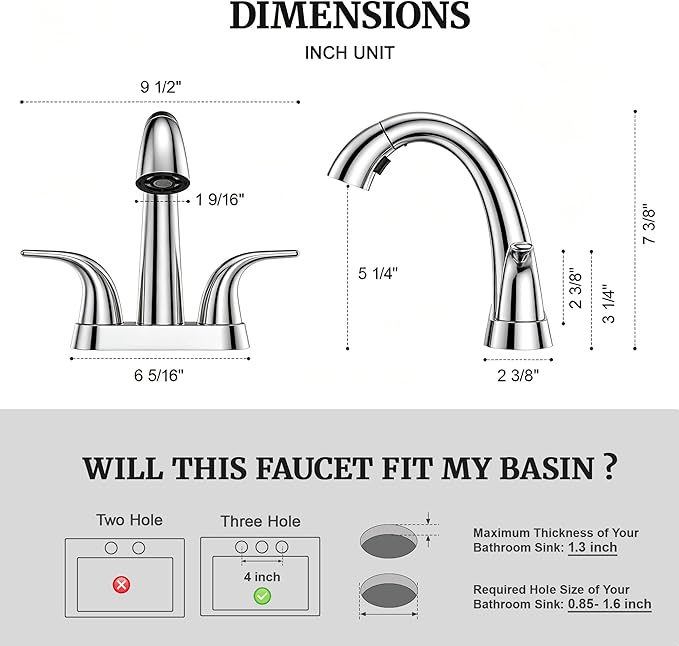 Ultimate Unicorn Chrome Bathroom Sink Faucet - 4 Inch Centerset Pull Down Vanity Faucets 3 Hole with Pop Up Drain - Two Handle Modern Washbasin Tap Set with Pull Out Sprayer for Rv Lavatory Restroom