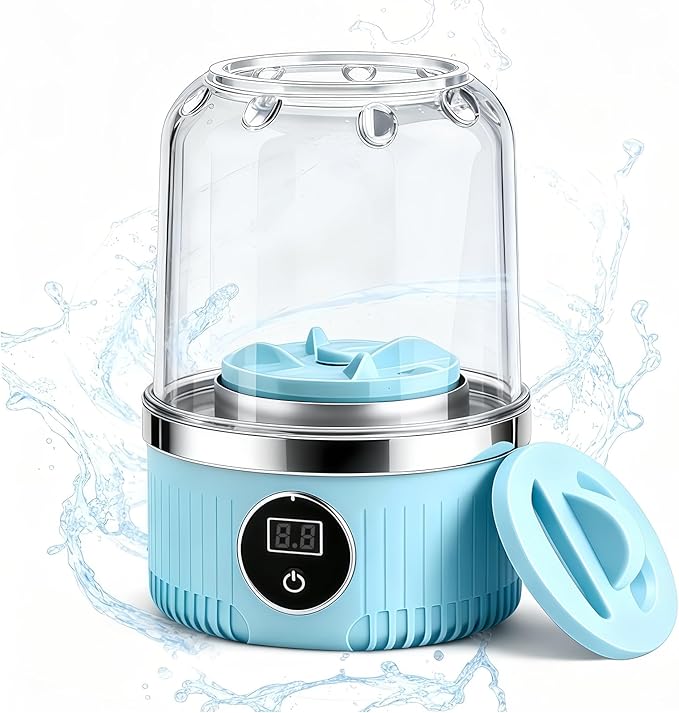 Portable Mini Washing Machine - 2025 Upgraded Washer for Underwear, Bra, Socks - Rechargeable Cordless Laundry Cup - Compact Travel Washers
