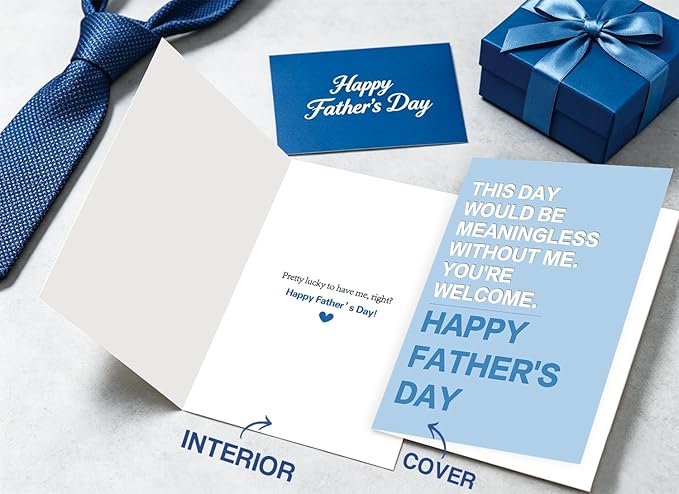 Fathers Day Card Gift for Dad from Daughter Son, Meaningful Double-Sided, Minimalist Premium Design, Perfect Father's Day Decoration Ideas
