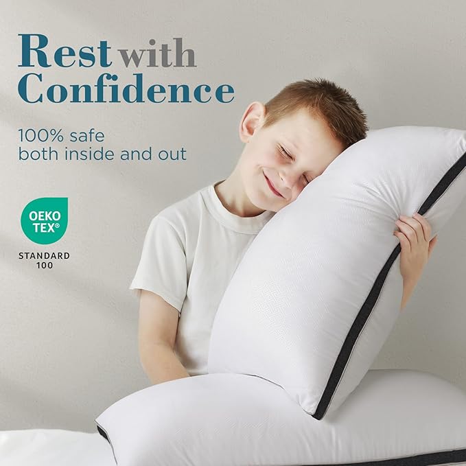 viewstar Bed Pillows King Sizes Set of 2, Hotel Quality Cooling Down Alternative Gusseted Pillows for Side, Back, or Stomach Sleepers, Black