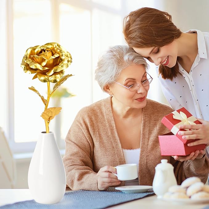 Gifts for Mom Grandma Wife, First Mothers Day for New Mom Gifts from Daughter Son Husband, Presents for Women Rose Flower with Vase on Mother's Day Valentines Christmas Anniversary