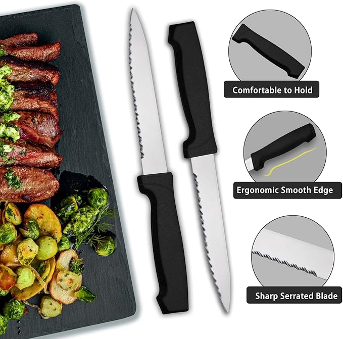 Pleafind 48-Pieces Silverware Set for 8, Flatware Set with Steak Knives, Stainless Steel Cutlery Set, Include Forks Spoons and Knives Set, Dishwasher Safe Utensil Sets for Home Restaurant