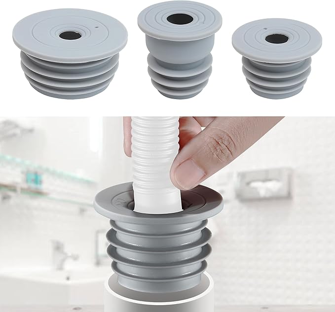 3pcs Washing Machine Drain Hose Seal, Washer Pipe Cover Plug Hose Adapter for Anti-Odor, Smell Stopper Reducer, Backflow Preventer, Deodorant Sewer Ring Sealing for Kitchen Sink Floor Pipe, 3 Sizes