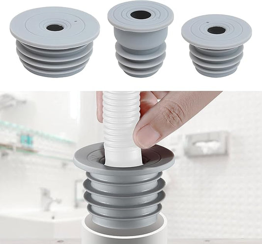 3pcs Washing Machine Drain Hose Seal, Washer Pipe Cover Plug Hose Adapter for Anti-Odor, Smell Stopper Reducer, Backflow Preventer, Deodorant Sewer Ring Sealing for Kitchen Sink Floor Pipe, 3 Sizes