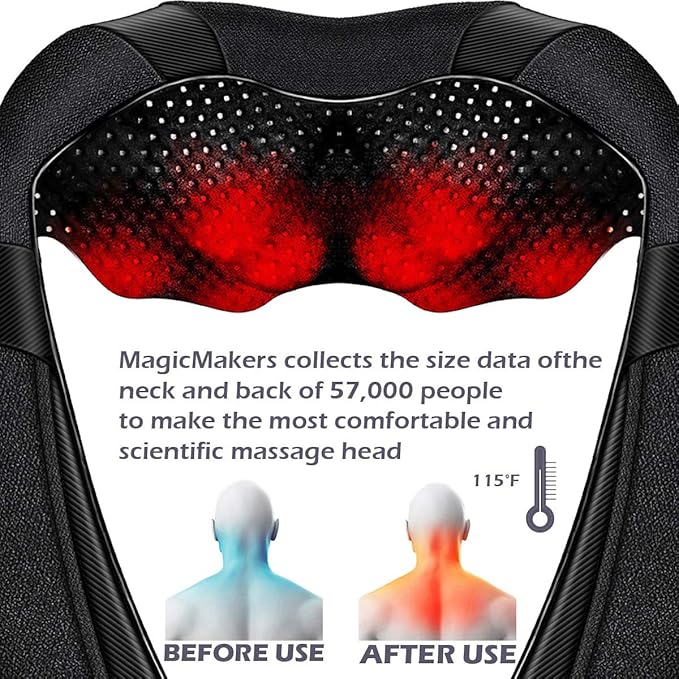 Mothers Day Gifts for Mom Wife Women, Fathers Day Dad Husband Men Gifts, Shiatsu Neck Back and Shoulder Massager with Heat for Pain Relief Deep Tissue, Birthdays, Valentine’s Day, Christmas gift