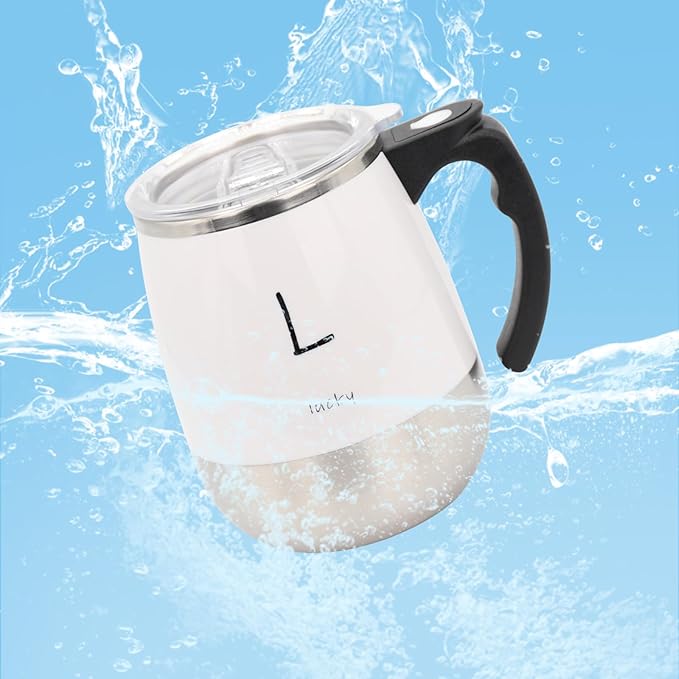 Rechargeable Self Stirring Mug - Magnetic Electric Auto Mixing Stainless Steel Cup for Office/Kitchen/Travel/Home Coffee/Tea/Hot Chocolate/Milk-390 ml/13.2 oz(White)