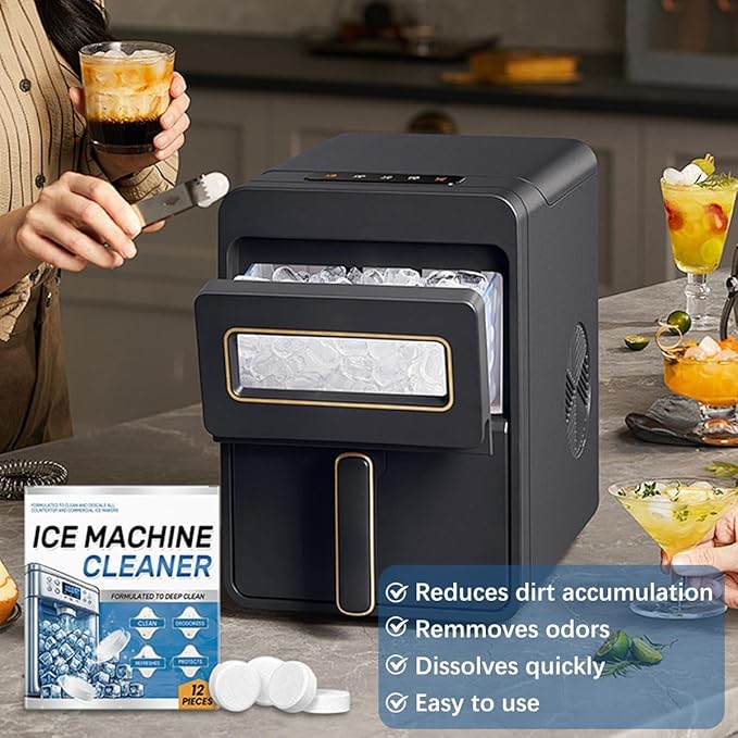 TIMLIFE Ice Machine Cleaner Maker Descaler - 24 Clean Tablets for Ice Machine, Compatible with Opal, Kitchenaid, Helps Remove Hard Water and Mineral Buildup for Great-Tasting Ice