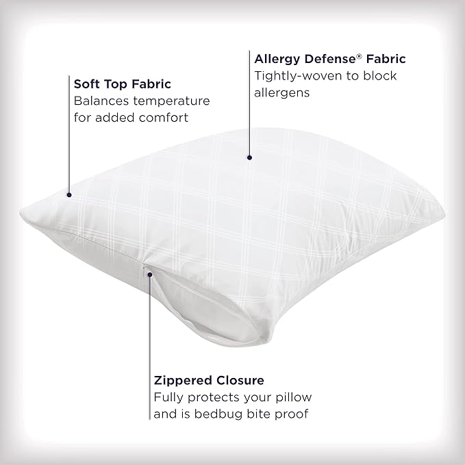 Set of 4 King AllerEase Pillow Protectors - Temperature Balancing,Allergist Recommended - Premium Breathable,Zippered Protectors,(Pack of 2)