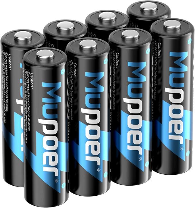 Mupoer Rechargeable AA Batteries 8 Count,Lithium Battery A 1.5V 3000mWh,Double A Rechargeable Battery,Pilas Recargables AA,Li ion Two A Batteries for Blink Xbox Long Lasting Blue