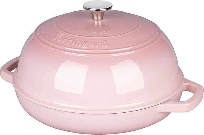 VORRINGARD Enameled Cast Iron Dutch Oven Pot with Lid, Bread Oven for Sourdough Bread Baking, Dutch Ovens with Bread Proofing Basket& Baking Supplies Set, 6 Quart, Pink