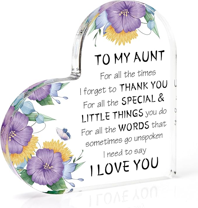 Aunt Gifts, Mothers Day Gift for Aunt from Nephew Niece, Birthday Christmas Gifts for Aunts Thanksgiving Gift Acrylic Desk Decorations