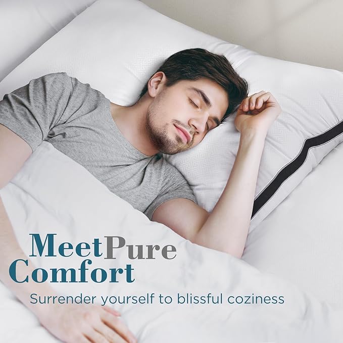 viewstar Bed Pillows King Sizes Set of 2, Hotel Quality Cooling Down Alternative Gusseted Pillows for Side, Back, or Stomach Sleepers, Black