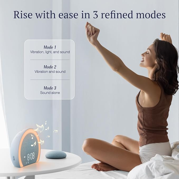 ANJANK Super Loud Alarm Clock with Wireless Bed Shaker, Vibrating Dual Alarm with Light Wake Up for Heavy Sleepers & Hearing Impaired, 9-Color Night Light, 8 Sounds, 0-100% Dimmer, USB Charger