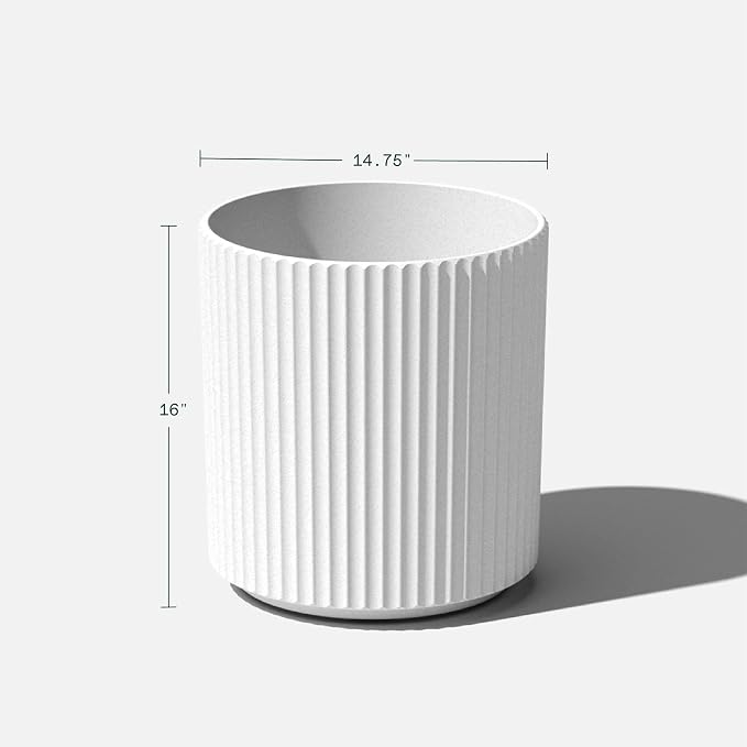 Veradek Demi Series Round Planter for Porch, Patio, Backyard | Durable Plastic-Stone Composite Material | Modern Décor for Tall Plants, Flowers