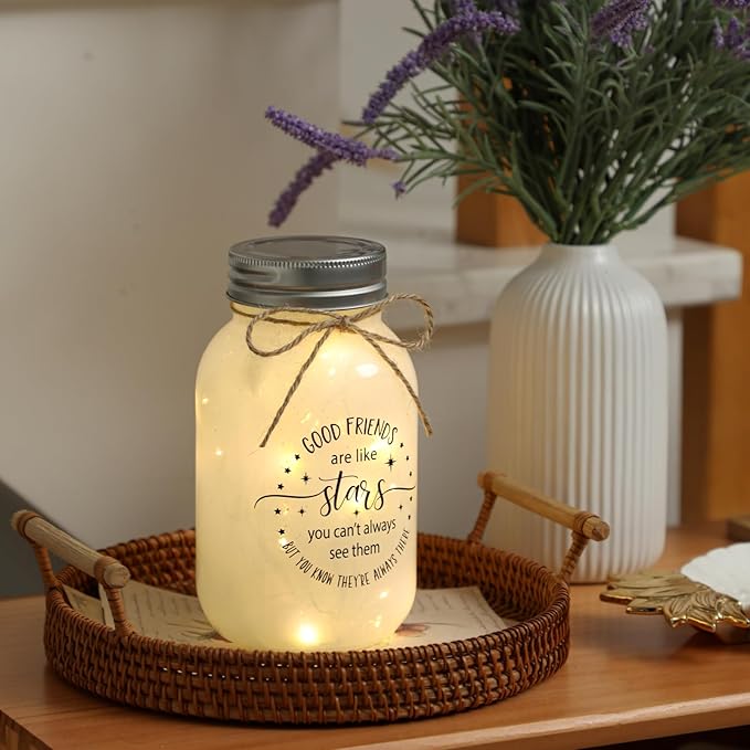 Maracco Friendship Gifts for Women - 30oz Large Mason Jar Night Lights for Friend, BFF, Coworker, Best Friends Birthday Gifts for Women, Valentines Day Gift Idea for Her