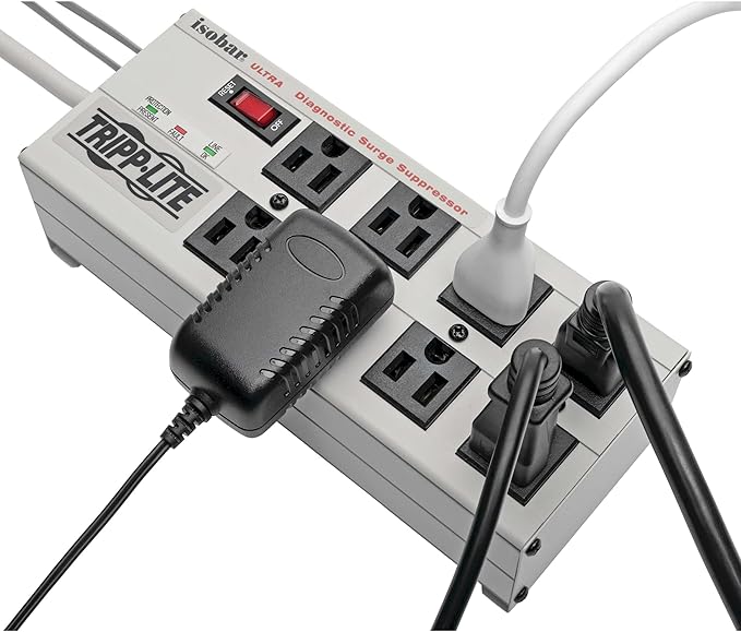 Tripp Lite ISOBAR8ULTRA Isobar 8 Outlet Heavy Duty Power Strip Surge Protector, 3840 Joules, 12ft Cord, Flat Plug, Metal Power Strip, Industrial Garage Work Shop Bench, Under Desk and Wall Mountable