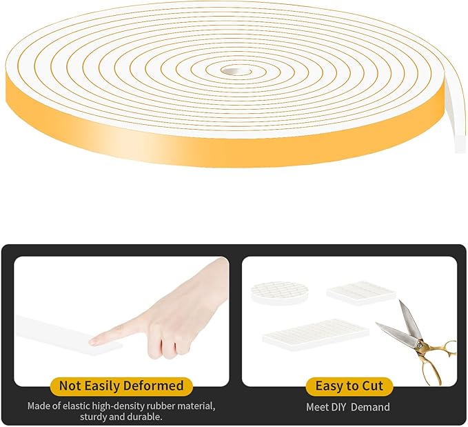 Weather Stripping Door Seal Strip,Weather Stripping,High Density CR Door Seal Strip for Door Frame for Windows (White, 1/4 in X 1/16 in x 33Ft)
