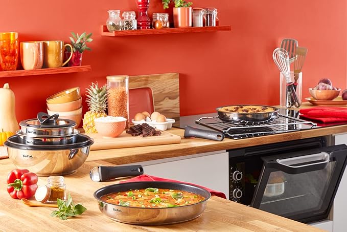 Tefal Ingenio L8979804 8-Piece Cookware Set, Suitable for All Heat Sources Including Induction, Non-Stick Coating, Stainless Steel, Stackable