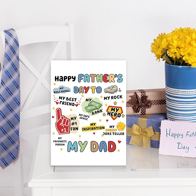 FANCYLUCKY Happy Fathers Day Card Gifts from Daughter Son, Funny Father's Day Card for Dad, Cute Dad Card
