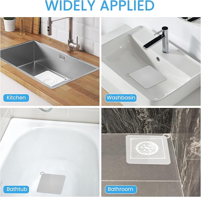 6 Pcs Silicone Floor Drain Cover,Drain Cover Anti-Odor Mat for Kitchen, Bathroom, Laundry (5.79 x 5.79 Inch)
