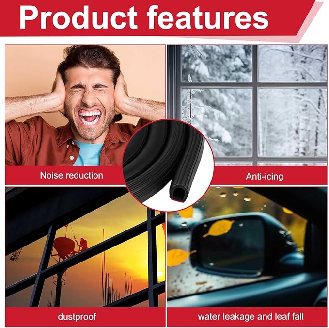 Pangda 26Ft D Shape Rubber Weather Stripping Foam Self-Adhesive EPDM Seal Strip for Noise Reduction Waterproof Dustproof for Cars Boats RVs Windows Doors (3/4" W x 3/4" H)