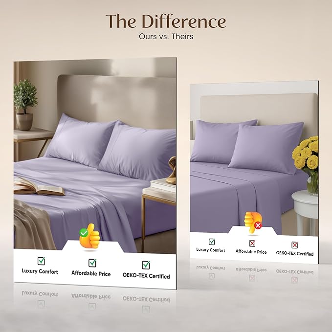 Utopia Bedding California King Size Sheet Set – 4 Piece Bed Sheets, Soft and Breathable Microfiber, Includes 1 Fitted Sheet, 1 Flat Sheet and 2 Pillowcases – Oeko Tex (Lavender)