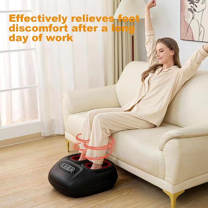 LINGTENG Foot Massager, Heated Foot Massager, Foot Massage with 3 Modes, 3 Intensity Levels, 15-Min Timer, Birthday Gifts for Women Men, Mothers Day Gifts, Size up to 13"
