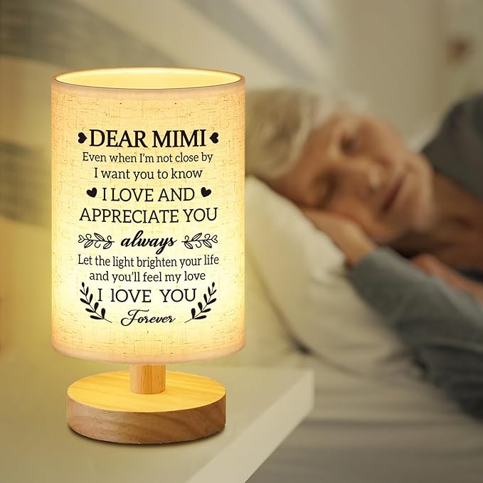 Mimi Mothers Day Gifts from Grandkids, Fabric Bedside Table Lamp Presents, Birthday Christmas Valentines Day Gifts for Mimi Grandma Grandmother
