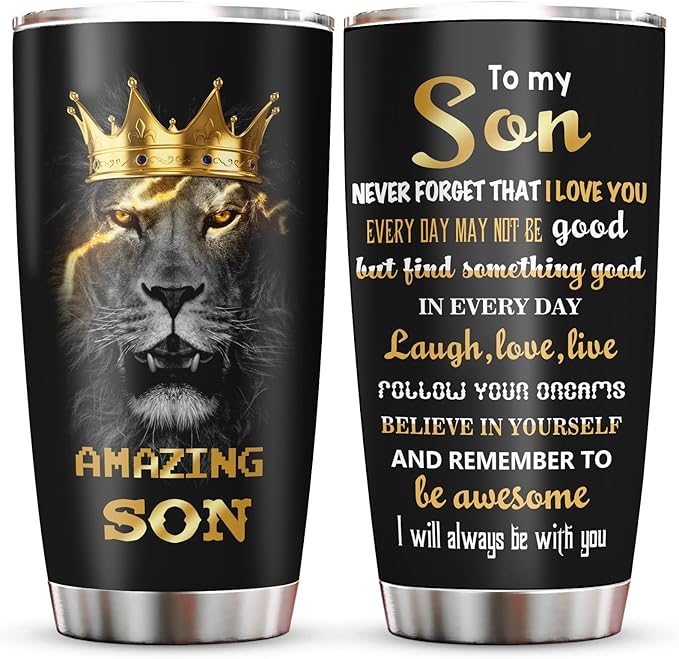 Muilzon To My Son Gifts Coffee Tumblers 20oz - Gifts for Grown Son from Mom Dad - Graduation Christmas Birthday Gift Ideas for Sons Coffee Mug Cup
