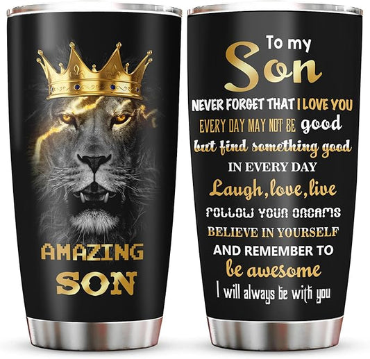 Muilzon To My Son Gifts Coffee Tumblers 20oz - Gifts for Grown Son from Mom Dad - Graduation Christmas Birthday Gift Ideas for Sons Coffee Mug Cup