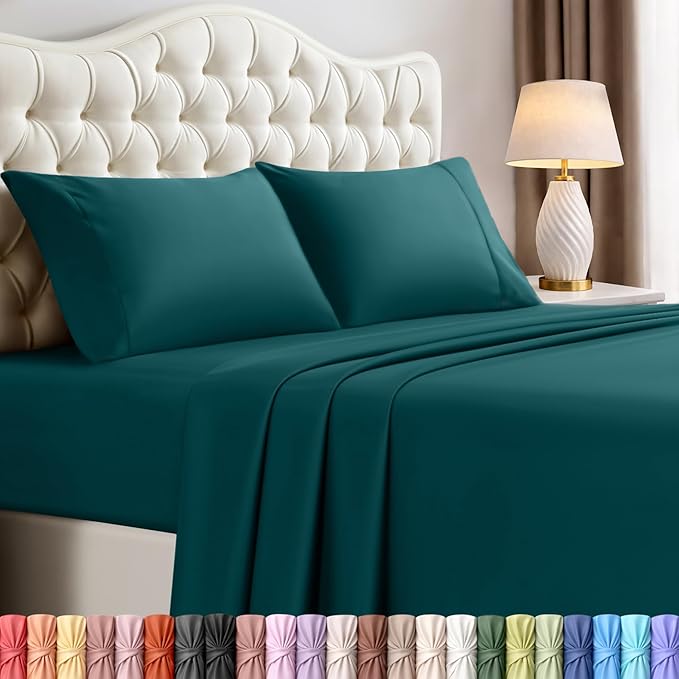 Utopia Bedding Full Size Sheet Set – 4 Piece Bed Sheets, Soft and Breathable Microfiber, Includes 1 Fitted Sheet, 1 Flat Sheet and 2 Pillowcases – Oeko Tex (Teal Green)