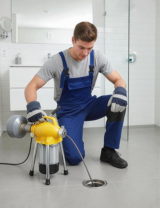 GarveeLife Electric Sewer Snake Drain Auger, Drain Cleaner Machine with 66FT x 5/8" & 16FT x 3/8" Steel Cables, 7 Cutters, 500w Power Auto Feed Pipe Snake for 3/4" to 4" Pipes for Sink Toilet Drainage