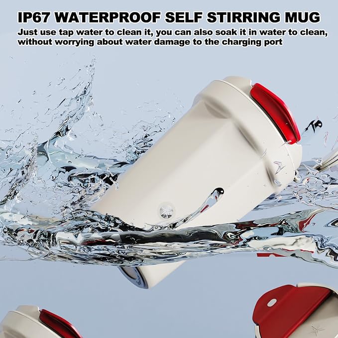 Self Stirring Mug, 400mL Self Stirring Coffee Mug with Magnetic Stirrer &Leak-Proof Lid Rechargeable Auto Magnetic Coffee Mug for Coffee/Milk/Protein Powder