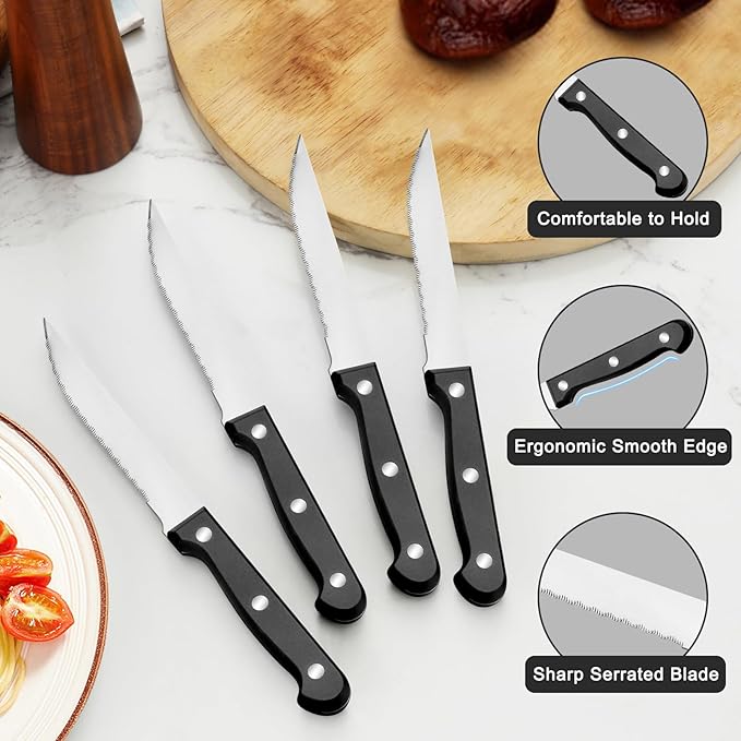Pleafind 72-Pieces Silverware Set for 12, Flatware Set with Steak Knives, Stainless Steel Cutlery Set, Include Forks Spoons and Knives Set, Dishwasher Safe Utensil Sets for Home Restaurant