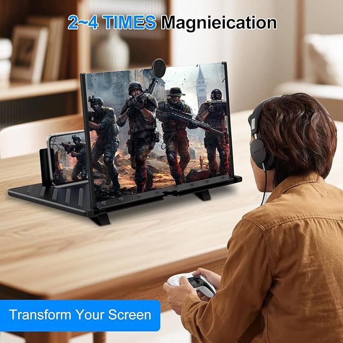 20 Inch Big Screen Magnifier for Cell Phone, Ultra-Clear Mobile Phone Screen Amplifier for Movies, Gaming, Video