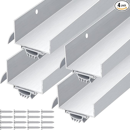 MorningRo 4 Pcs 1-3/4" x 36" U Shaped Aluminum Door Sweep for Bottom of Door with Drip Cap Screw-on Metal Weather Stripping Seal Draft Stopper Threshold for Exterior Front Doors (Silver)