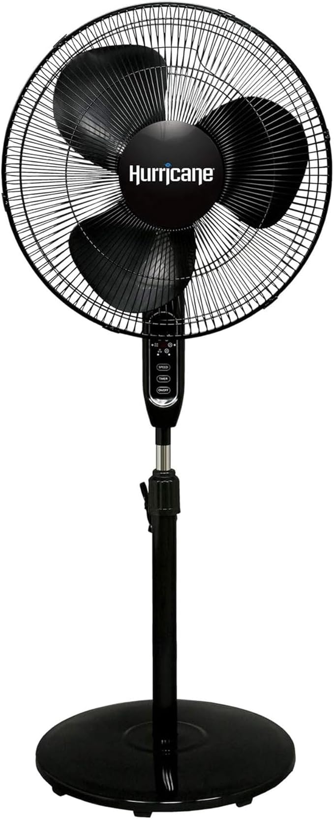Hurricane Supreme Oscillating Pedestal Stand Fan with 3 Quiet Speeds, Black, 16" - Corded Electric Air Cooling Unit with Remote Control & Adjustable Height for Home, Apartment, Workshop or Office